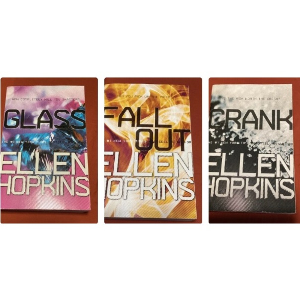 Ellen Hopkins 3 Book Lot Glass Fall Out Crank YA Verse Novels Paperback Fiction